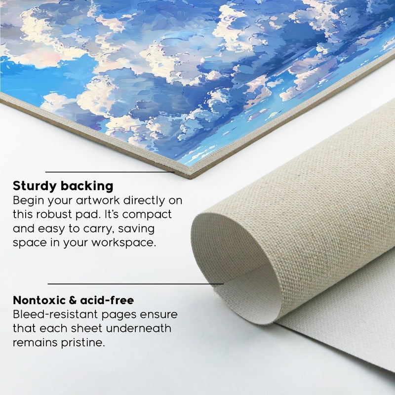 AETEXA Canvas Paper Pad, 9”x12” Canvas Pad, 10 Sheets, 12.3 oz Gesso, Glue Bound, Art Supplies for Adults and Teens, for Acrylic Pouring and Oil Painting. - Image 4